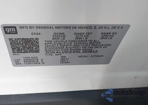 2024 GMC Terrain Awd Slt z USA, uszkodzony, nr VIN 3GKALVEGXRL383612